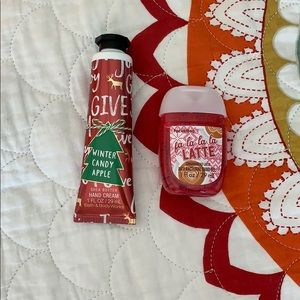 bath and body works cream and sanatizer